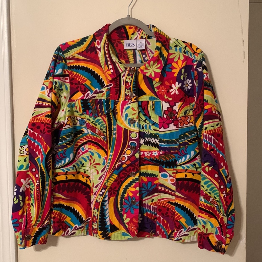 Vintage BFA Classics Colorful Flower Power Women's Denim Jacket